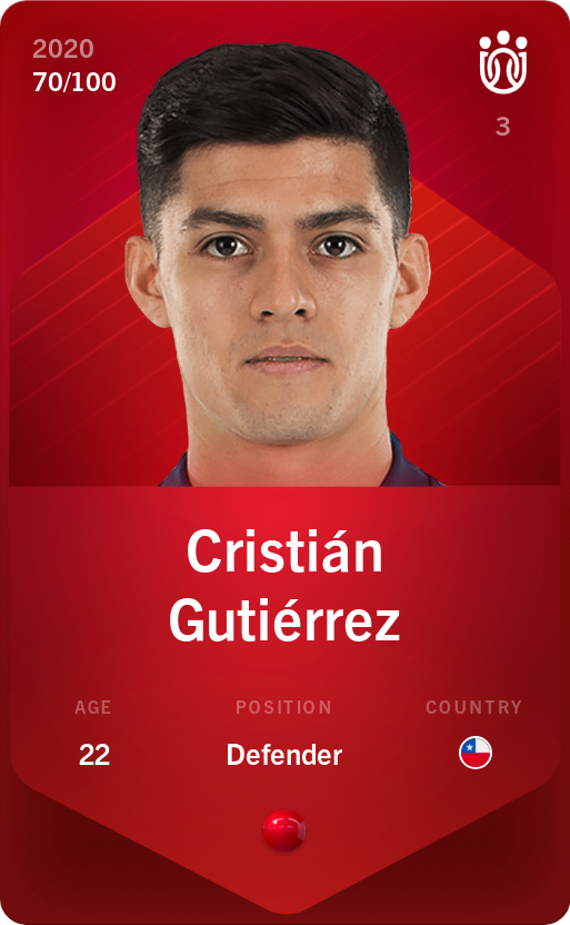 Sorare - Sorare Official - Cristián Gutiérrez 2020-21 • Rare 70/100 - NFT # 49598054166740875457623341324110903420451722253698427243938442875853943417468