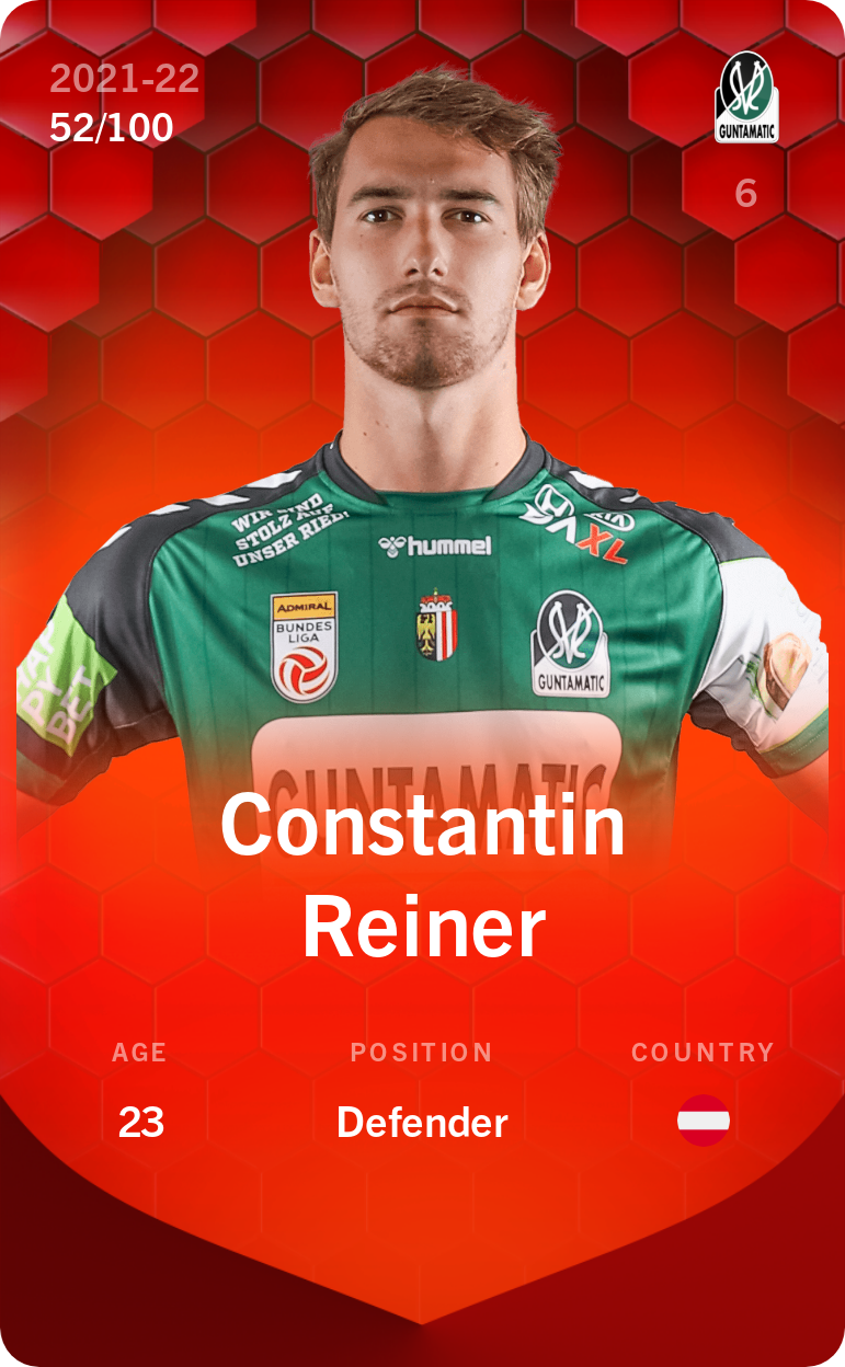 Sorare - Sorare Official - Constantin Reiner 2021-22 • Rare 52/100 - NFT # 86376837411669061799589428632783860190177720494647830577287810063121044830556
