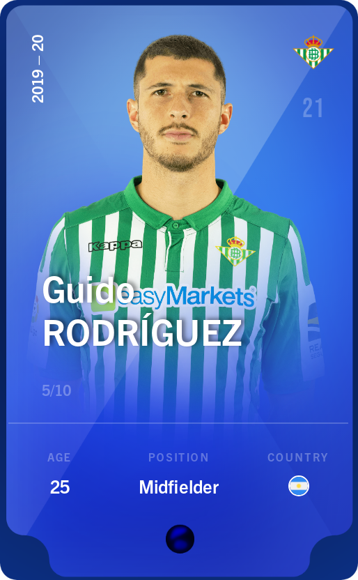 Sorare - Sorare Official - Guido Rodríguez 2019-20 • Super Rare 5/10 - NFT # 112765126660933208256737885347416469903713168905004748768344961572406300099578