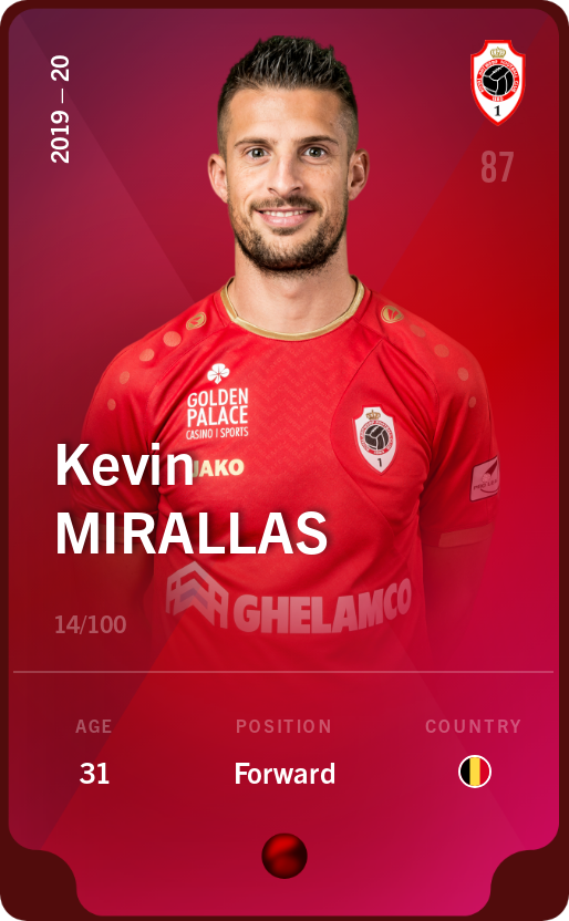 Sorare - Sorare Official - Kevin Mirallas 2019-20 • Rare 14/100 - NFT # 15110543305945409576287007508436331648399946711395644649353864137889008919150