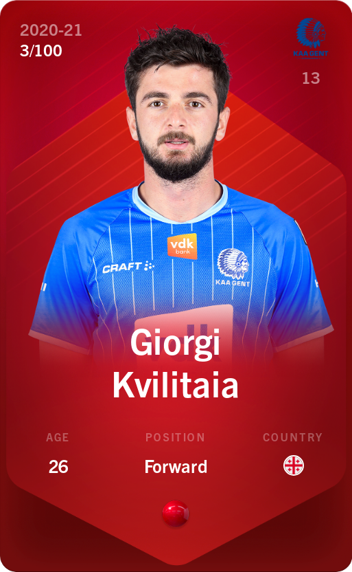 Sorare - Sorare Official - Giorgi Kvilitaia 2020-21 • Rare 3/100 - NFT # 3099474148046626373169900364303492391853355940457407811905650990241211307669