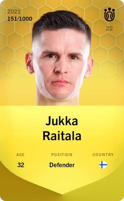 Sorare - Sorare Official - Jukka Raitala 2021-22 • Limited 151/1000 - NFT # 30205448695155438034547373500160752254402864495632905143607844018660037457450