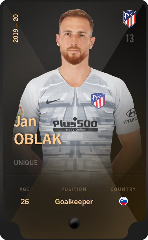Sorare - Sorare Official - Jan Oblak 2019-20 • Unique - NFT # 28932843762410916507000274861661093765523028712158688415565168234954099461847