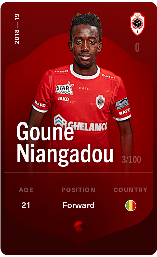 Sorare - Sorare Official - Goune Niangadou 2018-19 • Rare 3/100 - NFT # 5630130382528719162655833957462099184071144517198707980025989346997439801319