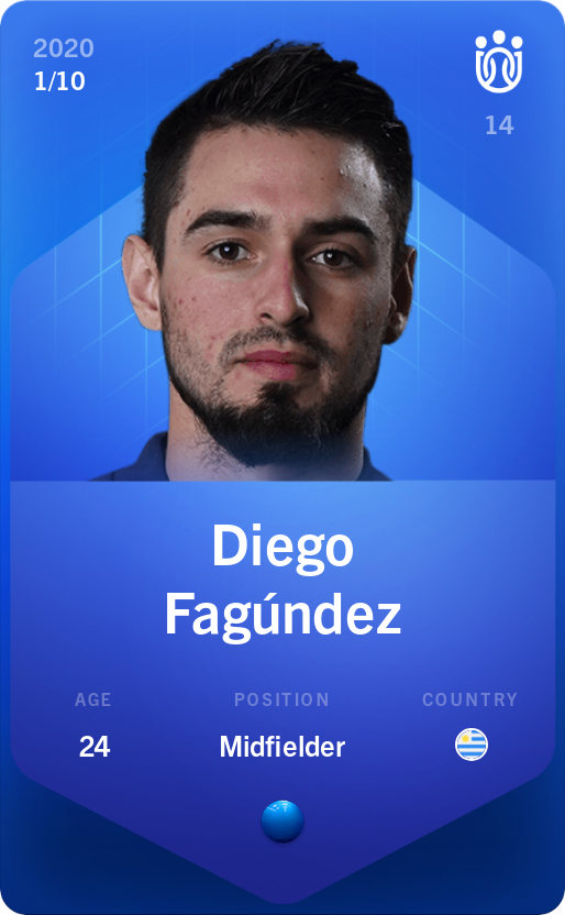 Sorare - Sorare Official - Diego Fagúndez 2020-21 • Super Rare 1/10 - NFT # 64697201757725122410251952395680425539798972088305913129308026916550266195122