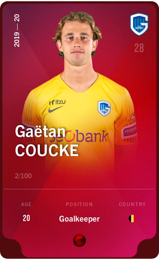 Sorare - Sorare Official - Gaëtan Coucke 2019-20 • Rare 2/100 - NFT # 74162688424507131971856957674991788418371474151082491745847849076037350620751