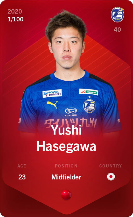 Sorare - Sorare Official - Yushi Hasegawa 2020-21 • Rare 1/100 - NFT # 14280525819847608467423075449449093167786989116638738896287207756540340663401