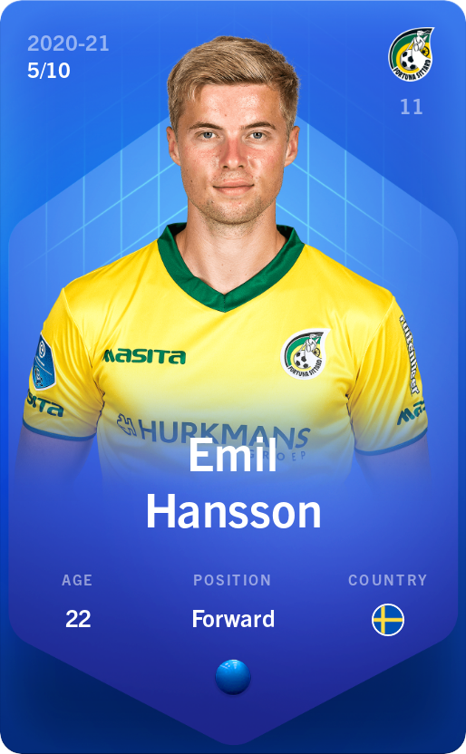 Sorare - Sorare Official - Emil Hansson 2020-21 • Super Rare 5/10 - NFT # 223858939634602852220500918929721068713954224323498669825604999713906455749