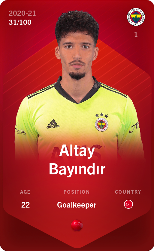 Sorare - Sorare Official - Altay Bayındır 2020-21 • Rare 31/100 - NFT # 77519358946895404143345191769600998252470799660644721649028322955287446847875
