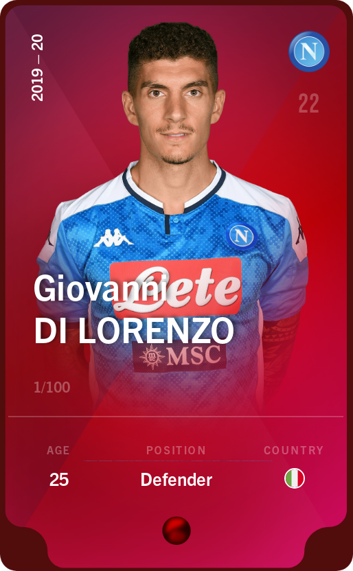 Sorare - Sorare Official - Giovanni Di Lorenzo 2019-20 • Rare 1/100 - NFT # 82899796679057378222871825789093291840245831989936331828391262339342522306179