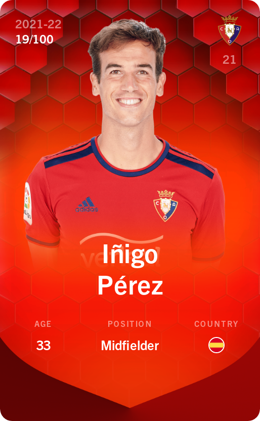 Sorare - Sorare Official - Iñigo Pérez 2021-22 • Rare 19/100 - NFT # 15987588925416759777492356823303999748919531683322819784439953353072146782328