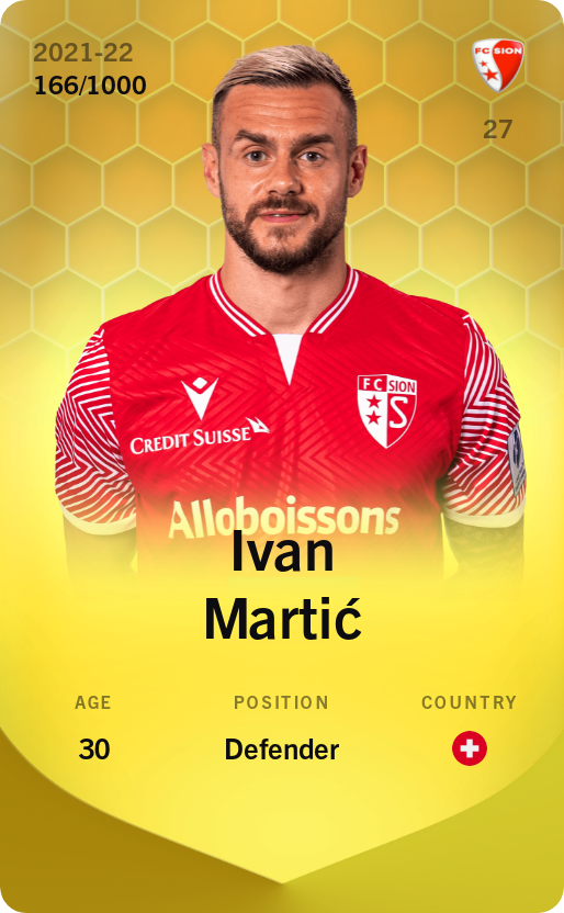 Sorare - Sorare Official - Ivan Martić 2021-22 • Limited 166/1000 - NFT # 49246905581730176177655181826866603600821145818722187767731813206751899116030