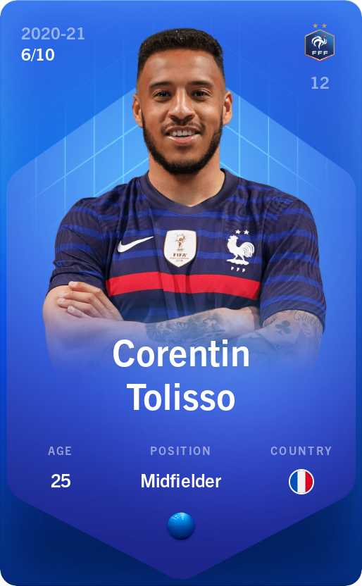 Sorare - Sorare Official - Corentin Tolisso 2020-21 • Super Rare 6/10 - NFT # 3743352811348933602850086741191136425091300283158474414710119241922030289837