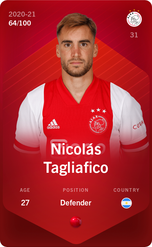 Sorare - Sorare Official - Nicolás Tagliafico 2020-21 • Rare 64/100 - NFT # 81965715655962112489086255210468281767480148340609053696419795538743116845117