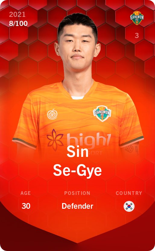 Sorare - Sorare Official - Sin Se-Gye 2021-22 • Rare 8/100 - NFT # 35485094066690917667087921127212638942667951157725204540785854371793470228326