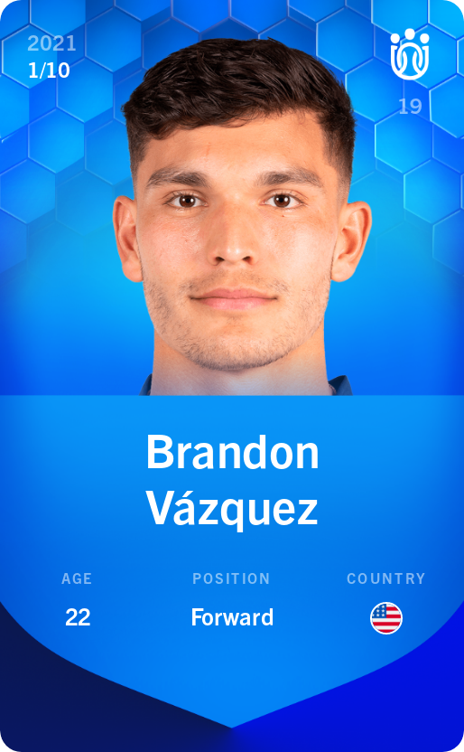 Sorare - Sorare Official - Brandon Vázquez 2021-22 • Super Rare 1/10 - NFT # 9377315349759427975430601900135943315409911908471089663315060425067644015409