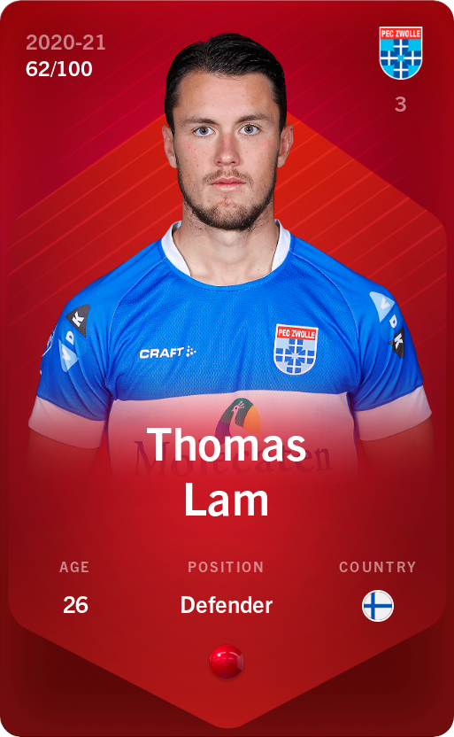 Sorare - Sorare Official - Thomas Lam 2020-21 • Rare 62/100 - NFT # 104391770842383058871496239784840100121207264768293211364460859194502274140056