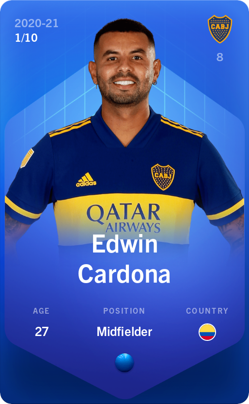 Sorare - Sorare Official - Edwin Cardona 2020-21 • Super Rare 1/10 - NFT # 51979205227477637496482601965686640374208420821987990025172111612682730062440
