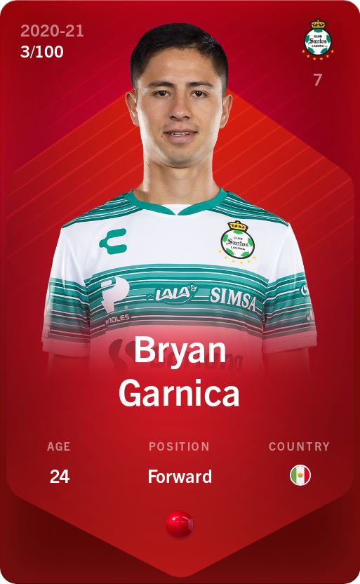 Sorare - Sorare Official - Bryan Garnica 2020-21 • Rare 3/100 - NFT # 99166117069599313958009077770589849918492301032452479047020182086494905283596