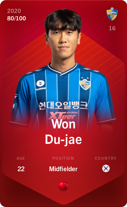 Sorare - Sorare Official - Won Du-jae 2020-21 • Rare 80/100 - NFT # 74598194098193574083045933725434515403600187560101592911020832882658268093978