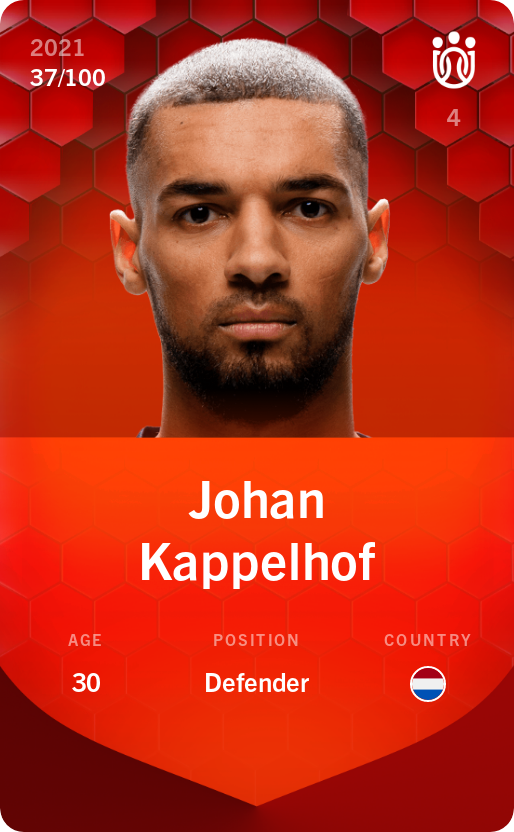 Sorare - Sorare Official - Johan Kappelhof 2021-22 • Rare 37/100 - NFT # 89886795881231010571185600272389336175522873646801434867110763832894852981611