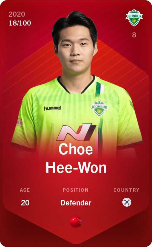 Sorare - Sorare Official - Choe Hee-Won 2020-21 • Rare 18/100 - NFT # 68130865727448322707148399710122339672418377931220435868219563124455128927444
