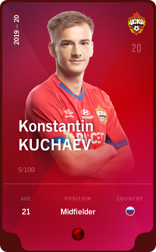 Sorare - Sorare Official - Konstantin Kuchaev 2019-20 • Rare 5/100 - NFT # 4557200946341433399242783741460694692039462064984210382104490980871521886438