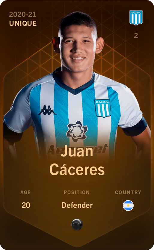 Sorare - Sorare Official - Juan Cáceres 2020-21 • Unique - NFT # 58066209256913118956517866381663908536289538961306497491886956992354494359100