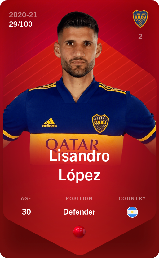 Sorare - Sorare Official - Lisandro López 2020-21 • Rare 29/100 - NFT # 10162149324963701954892359041301942530495187651885944697929329868677724452957
