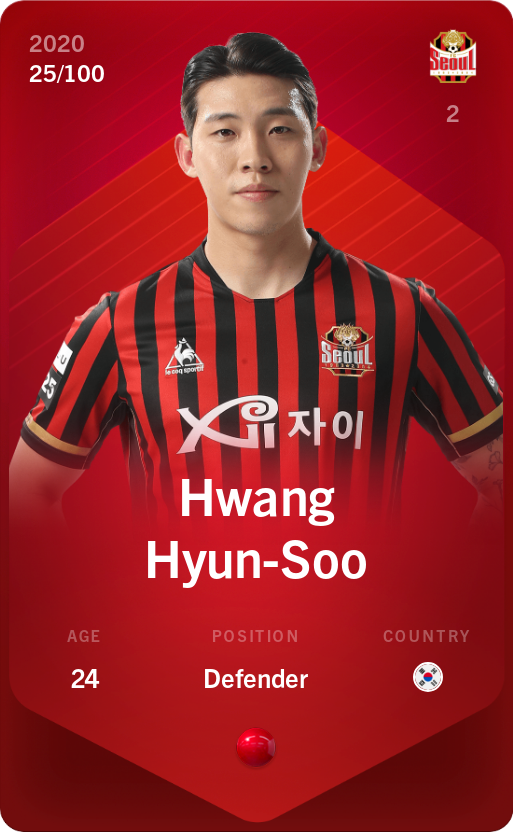 Sorare - Sorare Official - Hwang Hyun-Soo 2020-21 • Rare 25/100 - NFT # 94602212692572273518974622614572974729690660541024282071261885959848585672705
