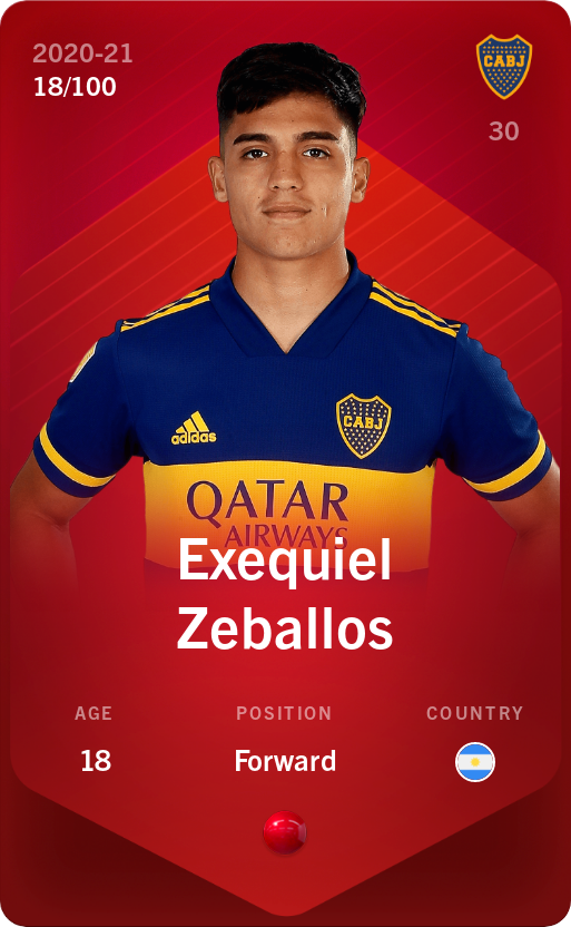 Sorare - Sorare Official - Exequiel Zeballos 2020-21 • Rare 18/100 - NFT # 57784246212194577171272000587578000107484055766398158667785737524607669978661