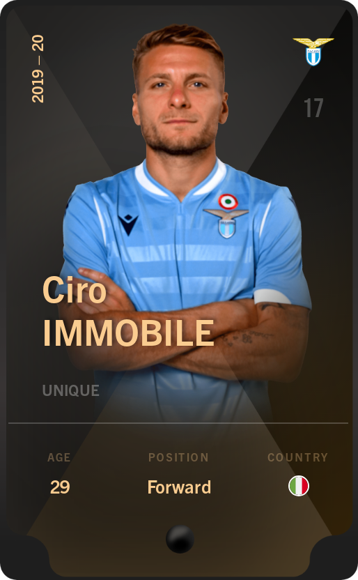 Sorare - Sorare Official - Ciro Immobile 2019-20 • Unique - NFT # 106447606072573462663132764283891192176000378485149532236649474860002956404307