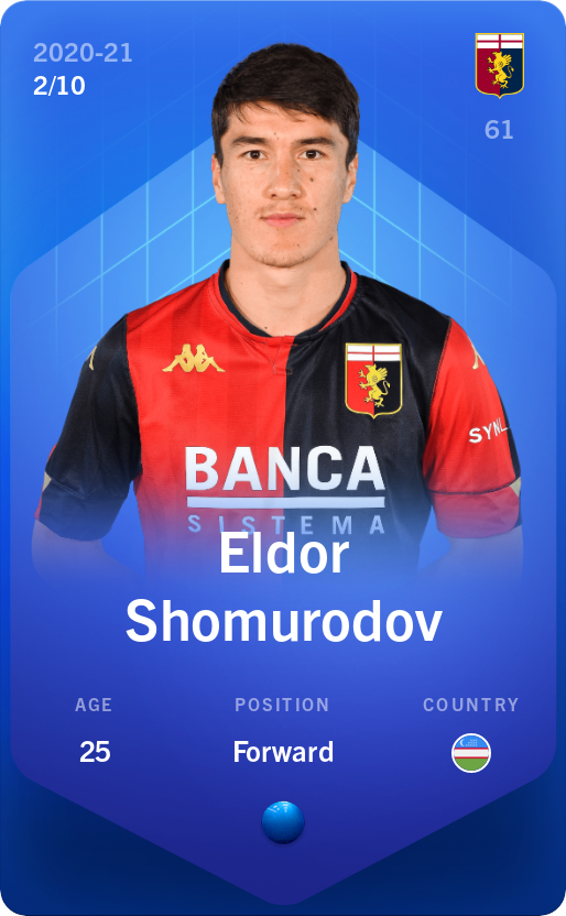 Sorare - Sorare Official - Eldor Shomurodov 2020-21 • Super Rare 2/10 - NFT # 31753717453083615123614741078366882739045872510086290455566320253307751533441