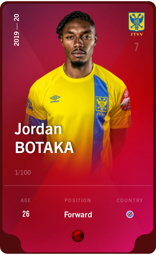 Sorare - Sorare Official - Jordan Botaka 2019-20 • Rare 1/100 - NFT # 81517246376373261540291815446176133580076015942931433012562117900118792270647
