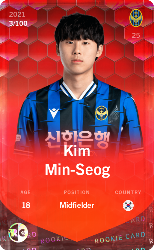 Sorare - Sorare Official - Kim Min-Seog 2021-22 • Rare 3/100 - NFT # 18499201161943849532790850934096156852805374952049986146670771828641366658617