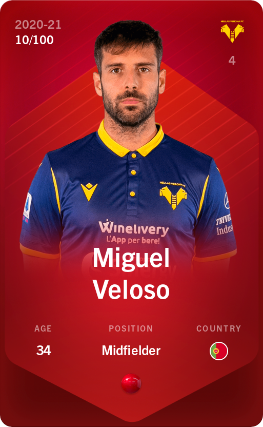 Sorare - Sorare Official - Miguel Veloso 2020-21 • Rare 10/100 - NFT # 87136759004840518477929949871953191831096479230904066246153427168289333554509