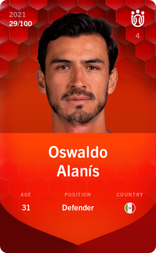 Sorare - Sorare Official - Oswaldo Alanís 2021-22 • Rare 29/100 - NFT # 27914493538591230255489342102319885775994949584272922285783455893630838100419