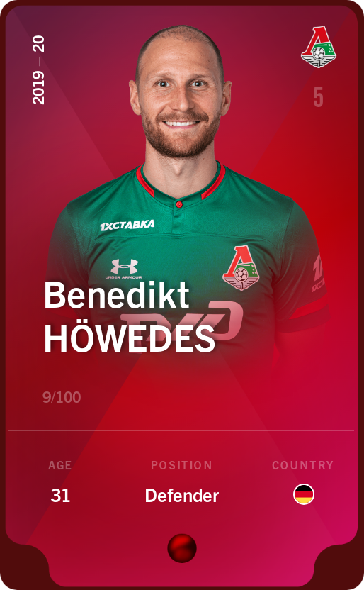 Sorare - Sorare Official - Benedikt Höwedes 2019-20 • Rare 9/100 - NFT # 112496110350493325147224879072921385944940767619529752378047959086602455684399