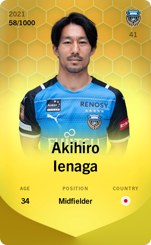 Sorare - Sorare Official - Akihiro Ienaga 2021-22 • Limited 58/1000 - NFT # 22414292962995916005447792414762384302086581288487234631338872706593272989085