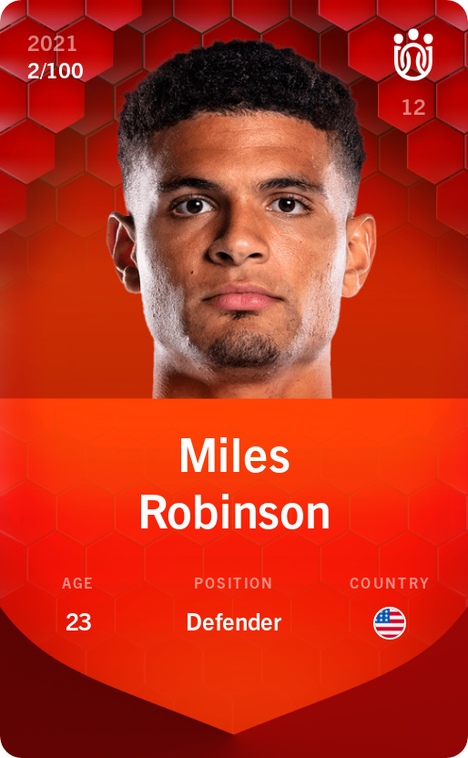 Sorare - Sorare Official - Miles Robinson 2021-22 • Rare 2/100 - NFT # 99157670300673426815455612392130727972257864641670455992429109095660342041148
