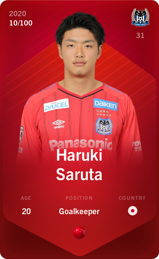 Sorare - Sorare Official - Haruki Saruta 2020-21 • Rare 10/100 - NFT # 6453210713521907405147613083496525781898394052794789013797660359411787783143