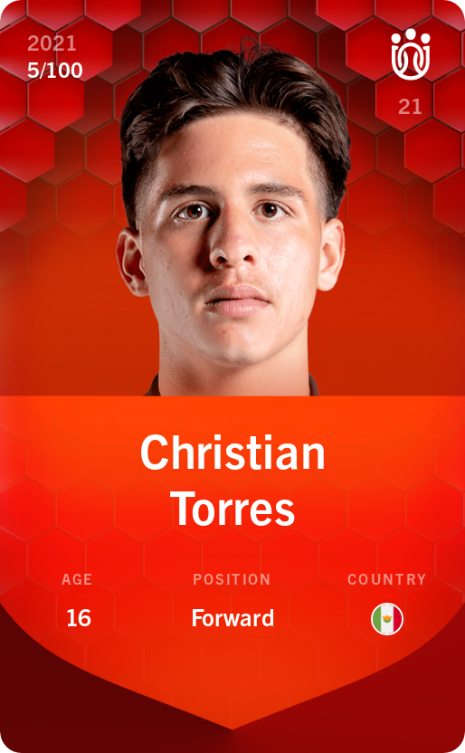 Sorare - Sorare Official - Christian Torres 2021-22 • Rare 5/100 - NFT # 98901158809649740243247349220204547485661440756706274131590694677132669761992