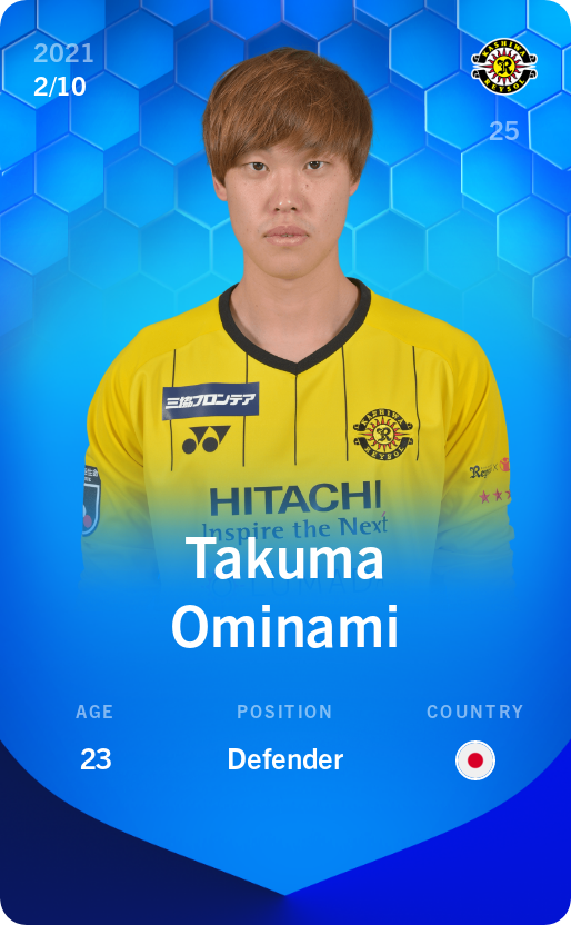 Sorare - Sorare Official - Takuma Ominami 2021-22 • Super Rare 2/10 - NFT # 101524098188715820500741979623016147953835877972103200552359154567984789441135