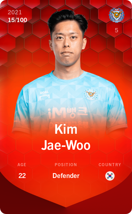 Sorare - Sorare Official - Kim Jae-Woo 2021-22 • Rare 15/100 - NFT # 72049704322000111430344812131888464584704599081349669404797642934746873626774