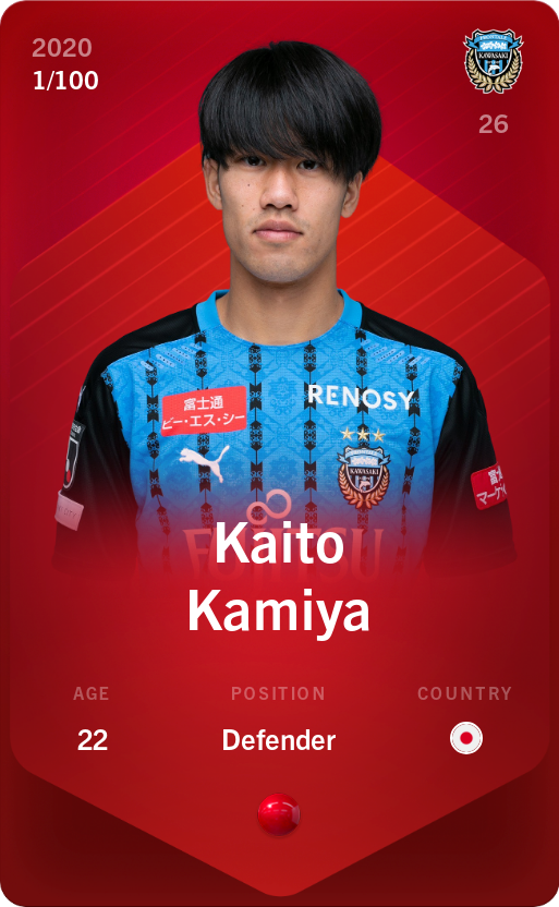 Sorare - Sorare Official - Kaito Kamiya 2020-21 • Rare 1/100 - NFT # 62416690993992542261243971871319469125906721475110814184427031865437693415223