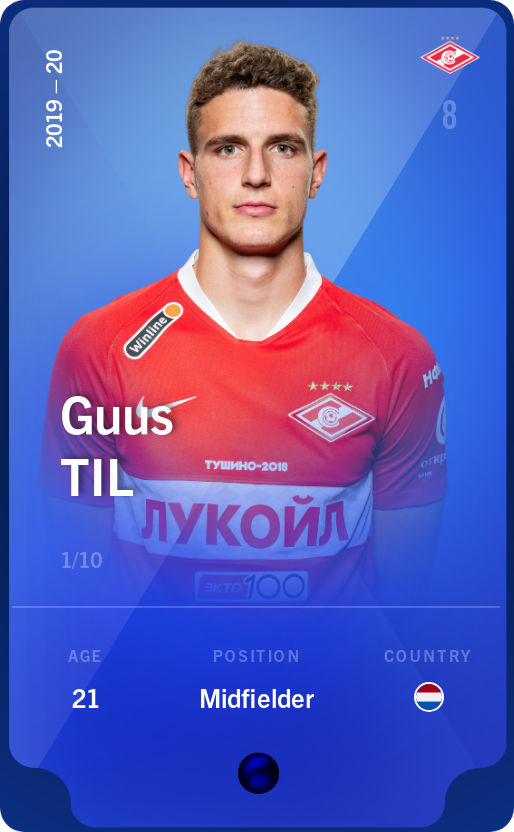 Sorare - Sorare Official - Guus Til 2019-20 • Super Rare 1/10 - NFT # 66702210975425764619661102223470277117147719468871845796043567887153684787035