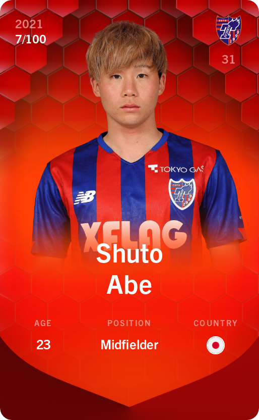 Sorare - Sorare Official - Shuto Abe 2021-22 • Rare 7/100 - NFT # 89101614485974901024434939422888705955958253292916378512279637260743962718651