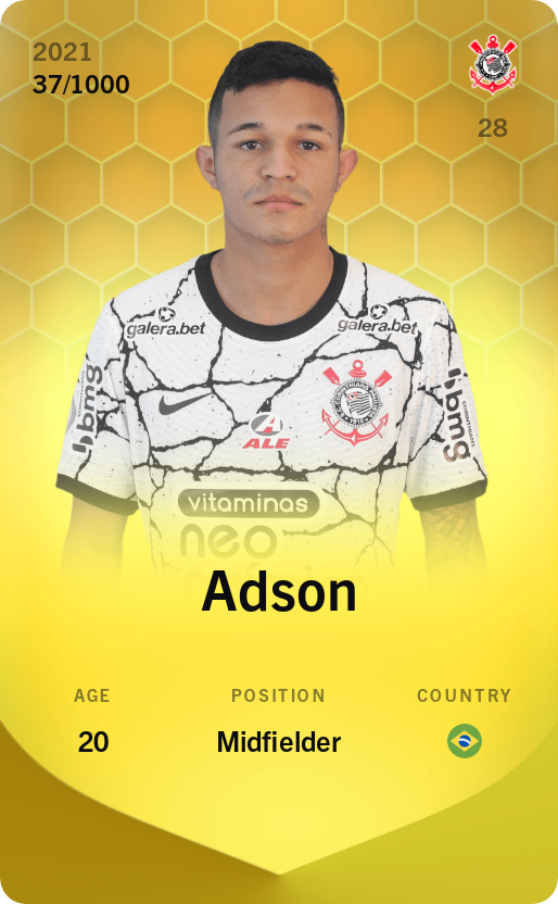 Sorare - Sorare Official - Adson 2021-22 • Limited 37/1000 - NFT # 52715512308976376447743834896295046109726942124728971602478350478978198697054