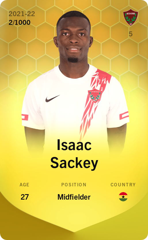Sorare - Sorare Official - Isaac Sackey 2021-22 • Limited 2/1000 - NFT # 16453287382649331983957833265455008865349968824394399119789452842157013268609