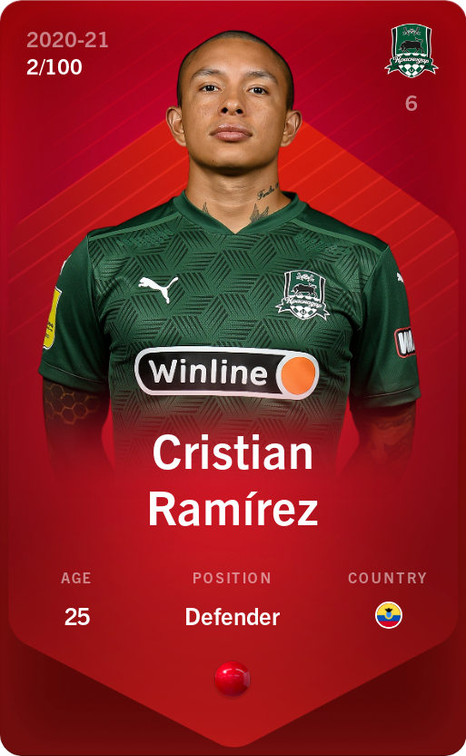 Sorare - Sorare Official - Cristian Ramírez 2020-21 • Rare 2/100 - NFT # 39960752445413208503950362598303434193331991817285992788901860233464471749354